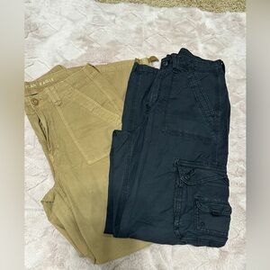 American Eagle Outfitters Women's Cargo Pants - Tan and Blue